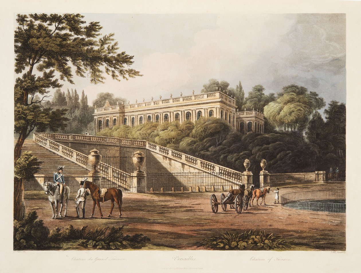 Kasteel van Trianon, illustratie uit Versailles, Parijs en Saint Denis, uitgegeven 1805 door John Claude Nattes