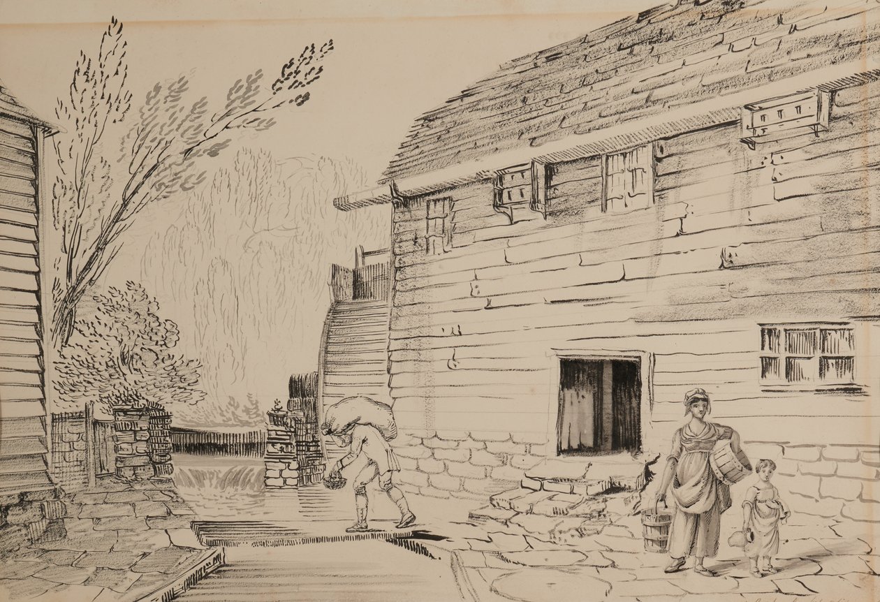 Molen bij Ditton door John Claude Nattes