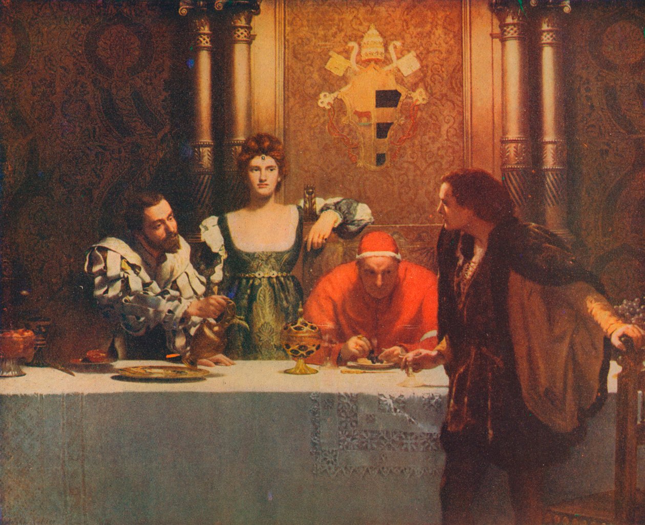 Een glas wijn met Caesar Borgia, 1893, 1914 door John Collier
