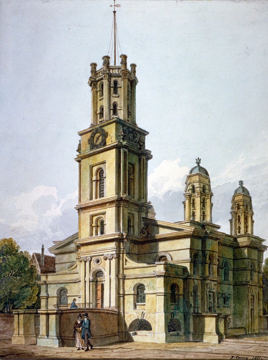Kerk van St George in the East, Stepney, Londen, 1811 door John Coney