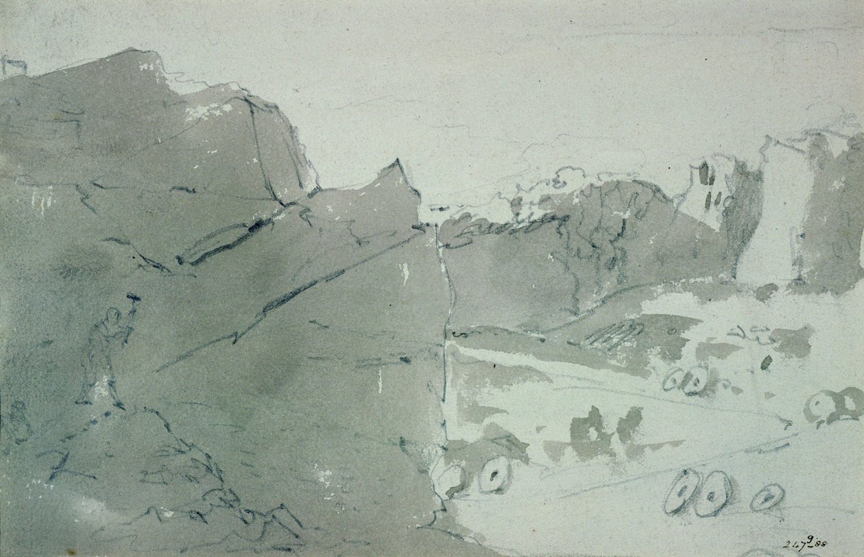 Een steengroeve voor molenstenen in Derbyshire, 1801 door John Constable