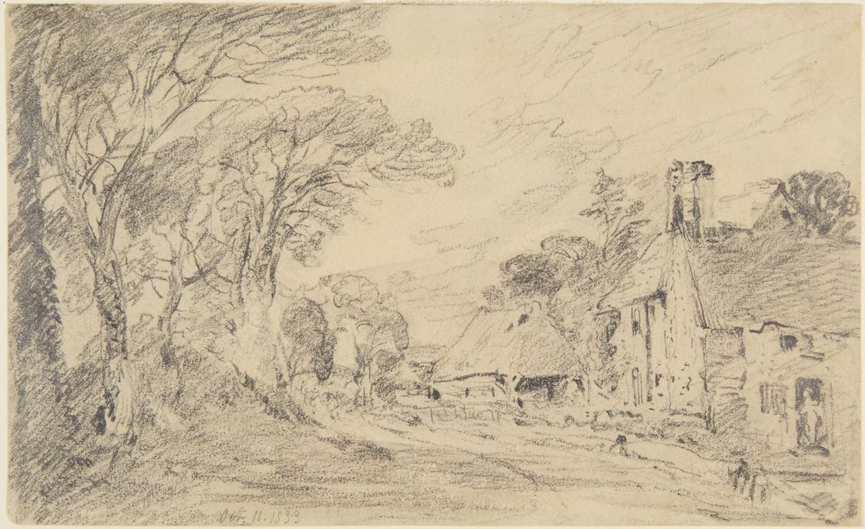 Huisje en bomen door John Constable