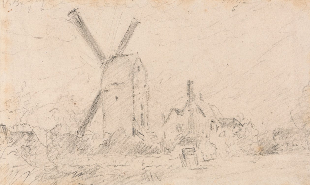 Landschap met windmolen door John Constable
