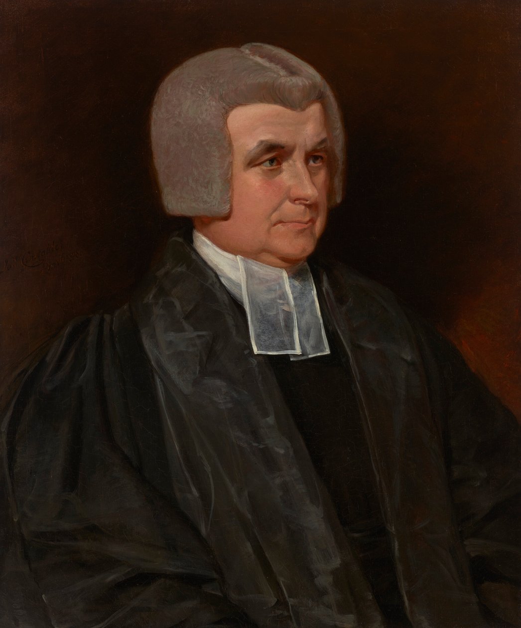 Portret van dominee Dr. John Wingfield (1760-1825), kanunnik van de kathedraal van Worcester, halflang, in een zwarte toga en witte banden. door John Constable