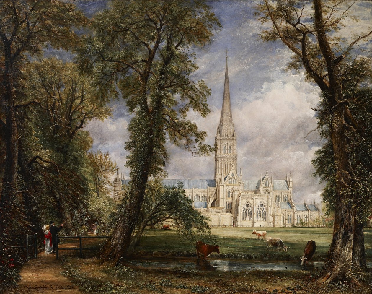De kathedraal van Salisbury vanuit de tuin van de bisschop door John Constable
