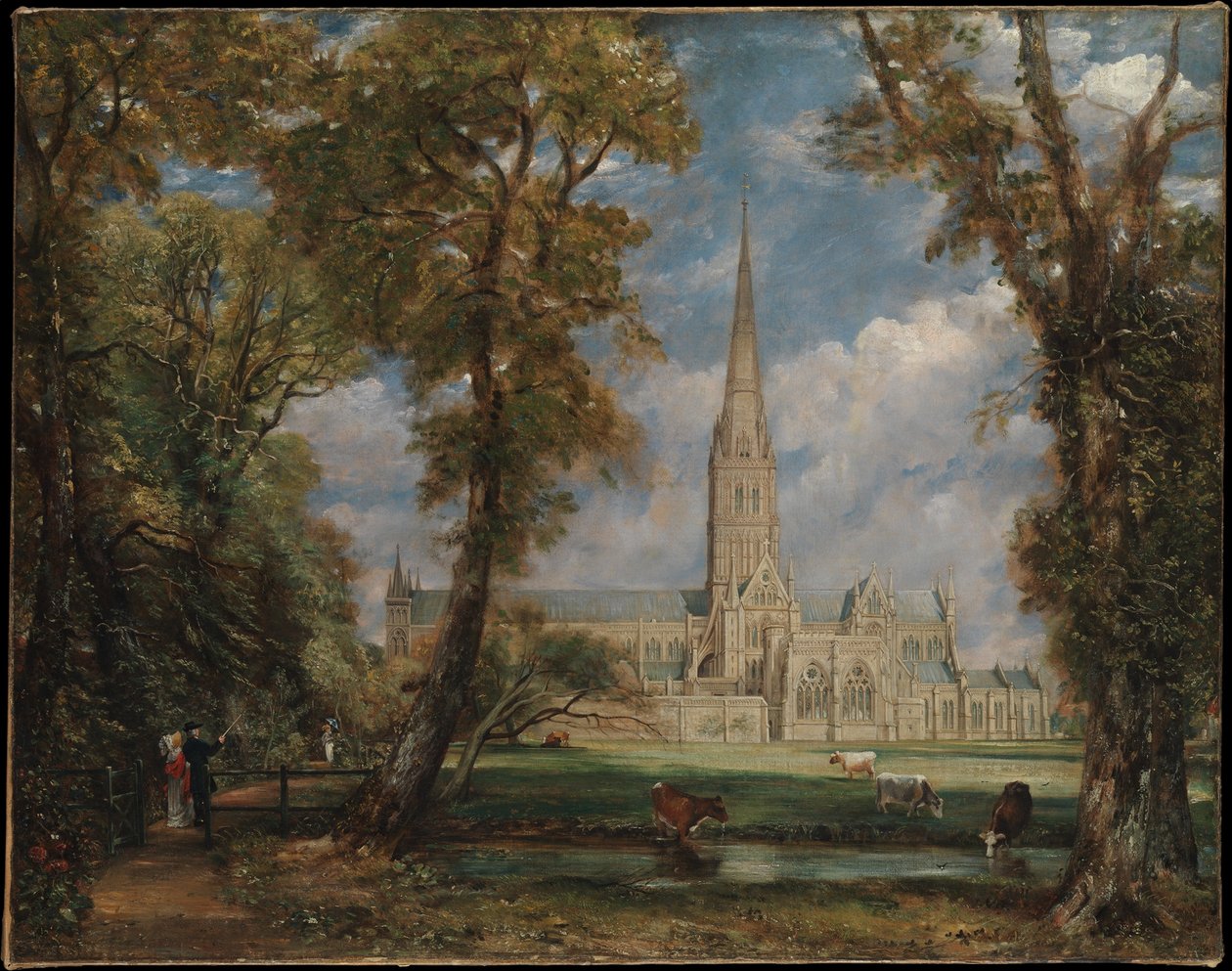 De kathedraal van Salisbury, gezien vanaf het bisschoppelijk terrein door John Constable