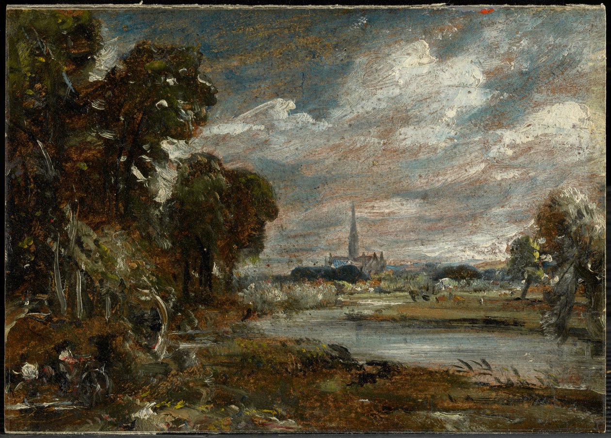 De kathedraal van Salisbury vanaf de rivier de Nadder door John Constable