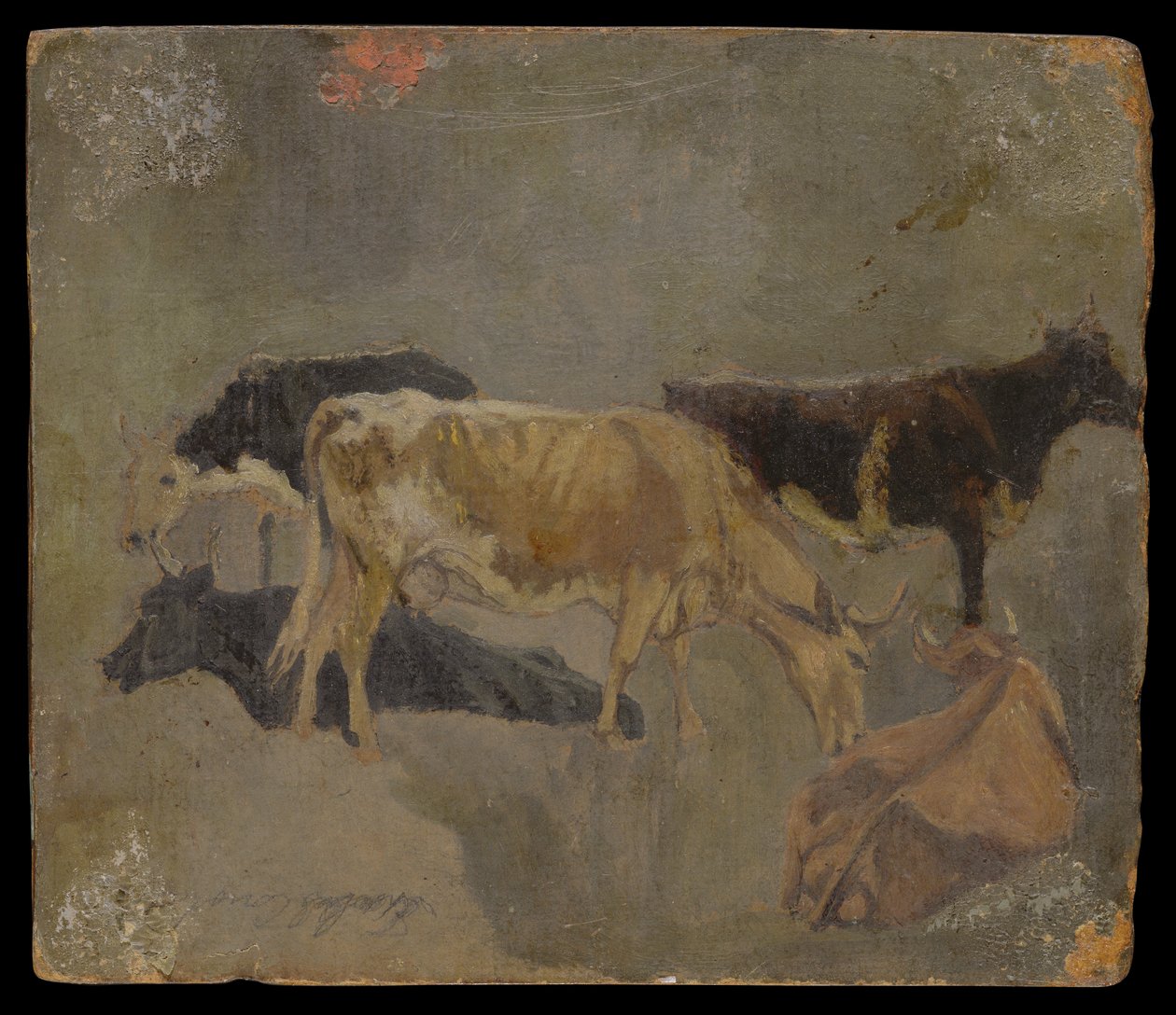Studie van vijf gehoornde runderen (verso) door John Constable