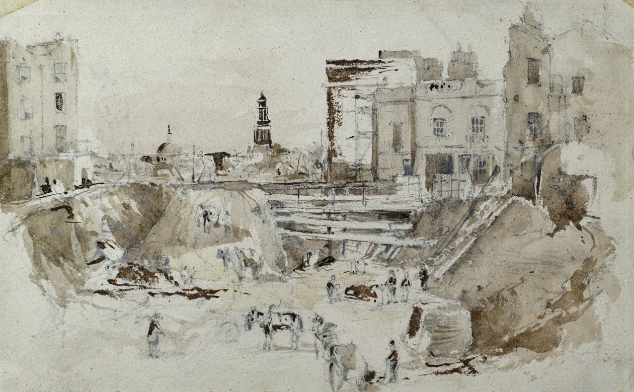 Bouw van de London en Birmingham Railway, c.1835 door John Cooke Bourne