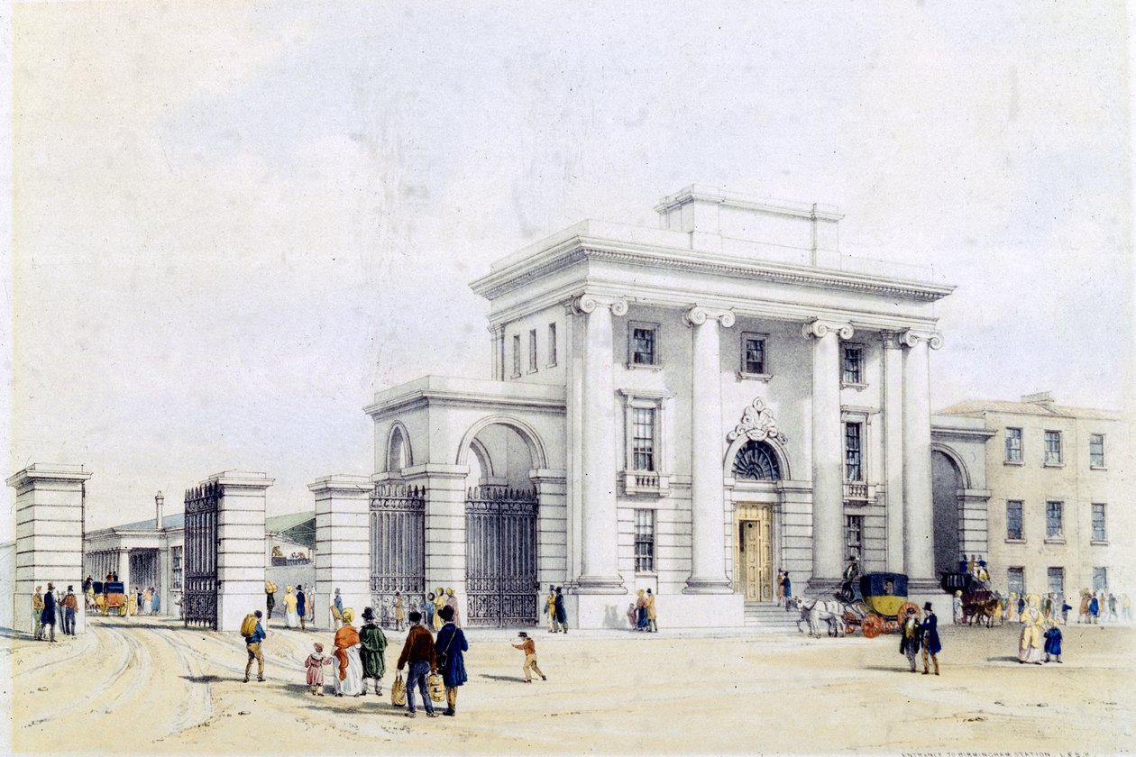 Ingang van Birmingham Station, 1838-39 door John Cooke Bourne