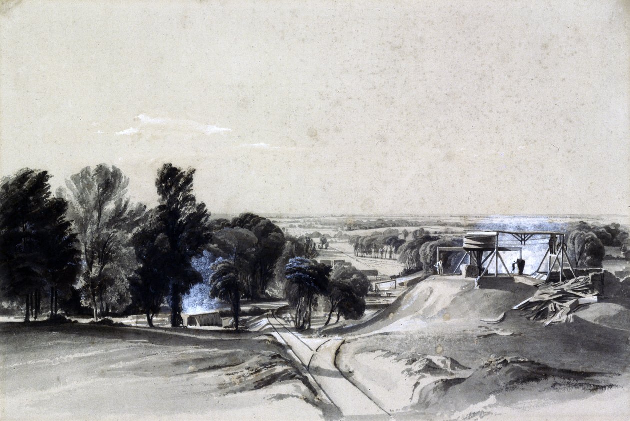 Van bovenaf, Kilsby Tunnel, Northamptonshire, 20 juli 1837 door John Cooke Bourne
