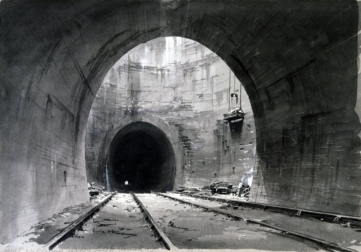 Grote ventilatieschacht, Kilsby Tunnel, Northamptonshire, 1837-38 door John Cooke Bourne