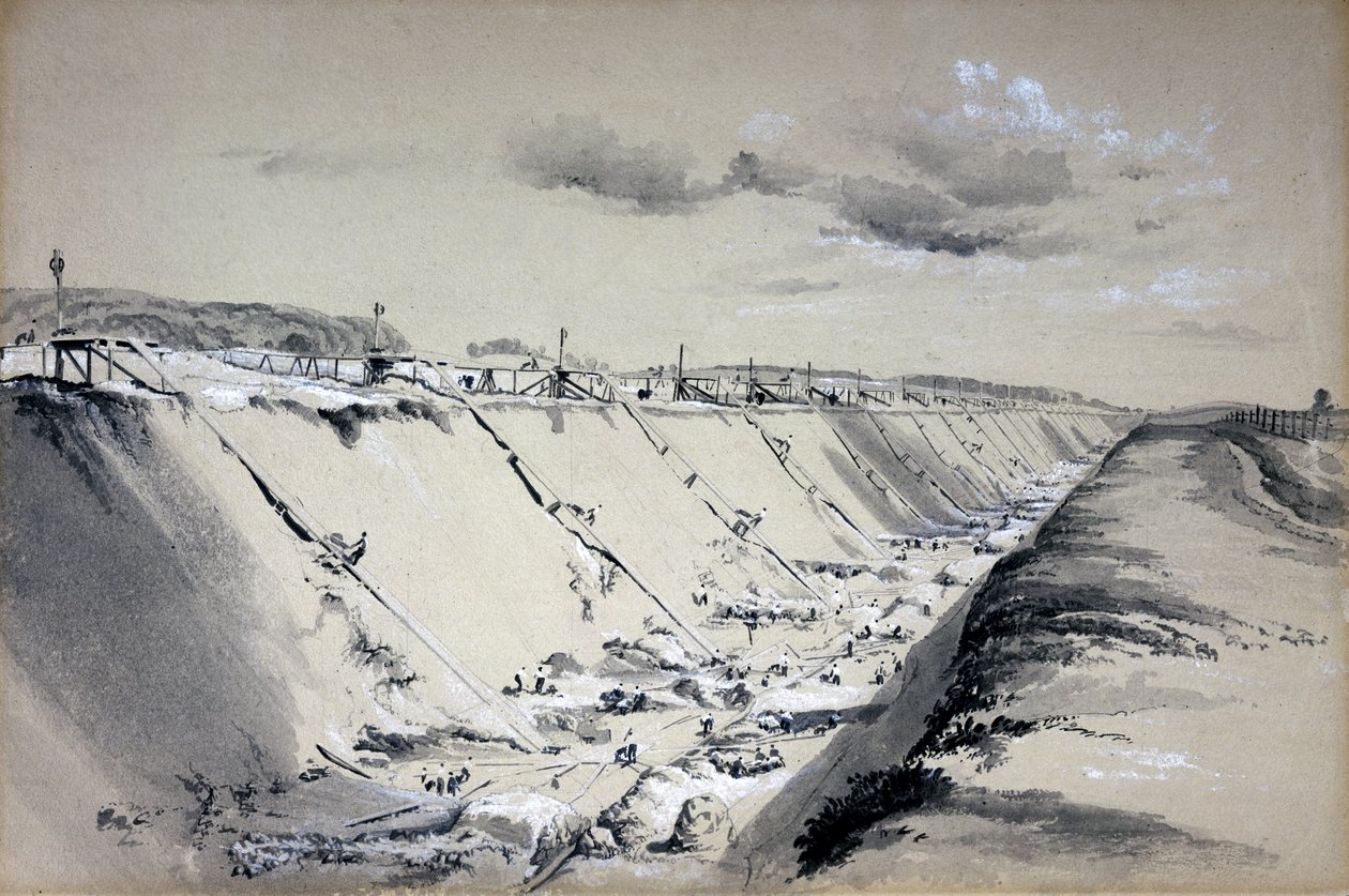 Horse-Runs at Tring Cutting, Hertfordshire, 19 juni 1837 door John Cooke Bourne