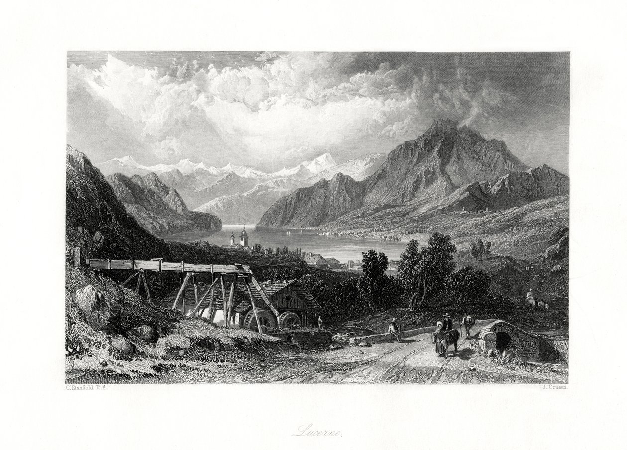 Luzern, Centraal Zwitserland, 19e eeuw door John Cousen