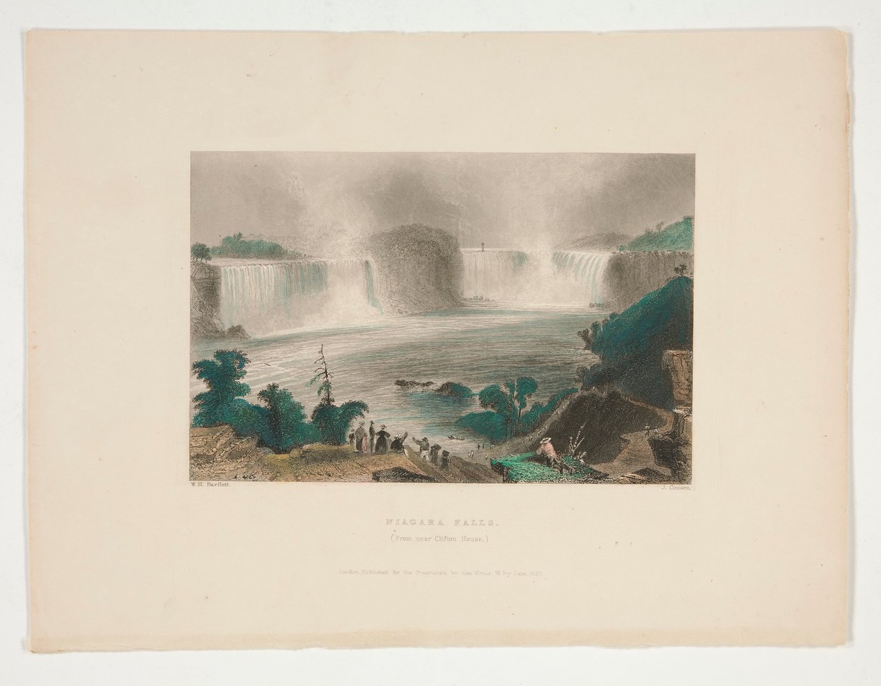 Niagara Falls (Vanuit Clifton House), illustratie voor Nathaniel Parker Willis door John Cousen