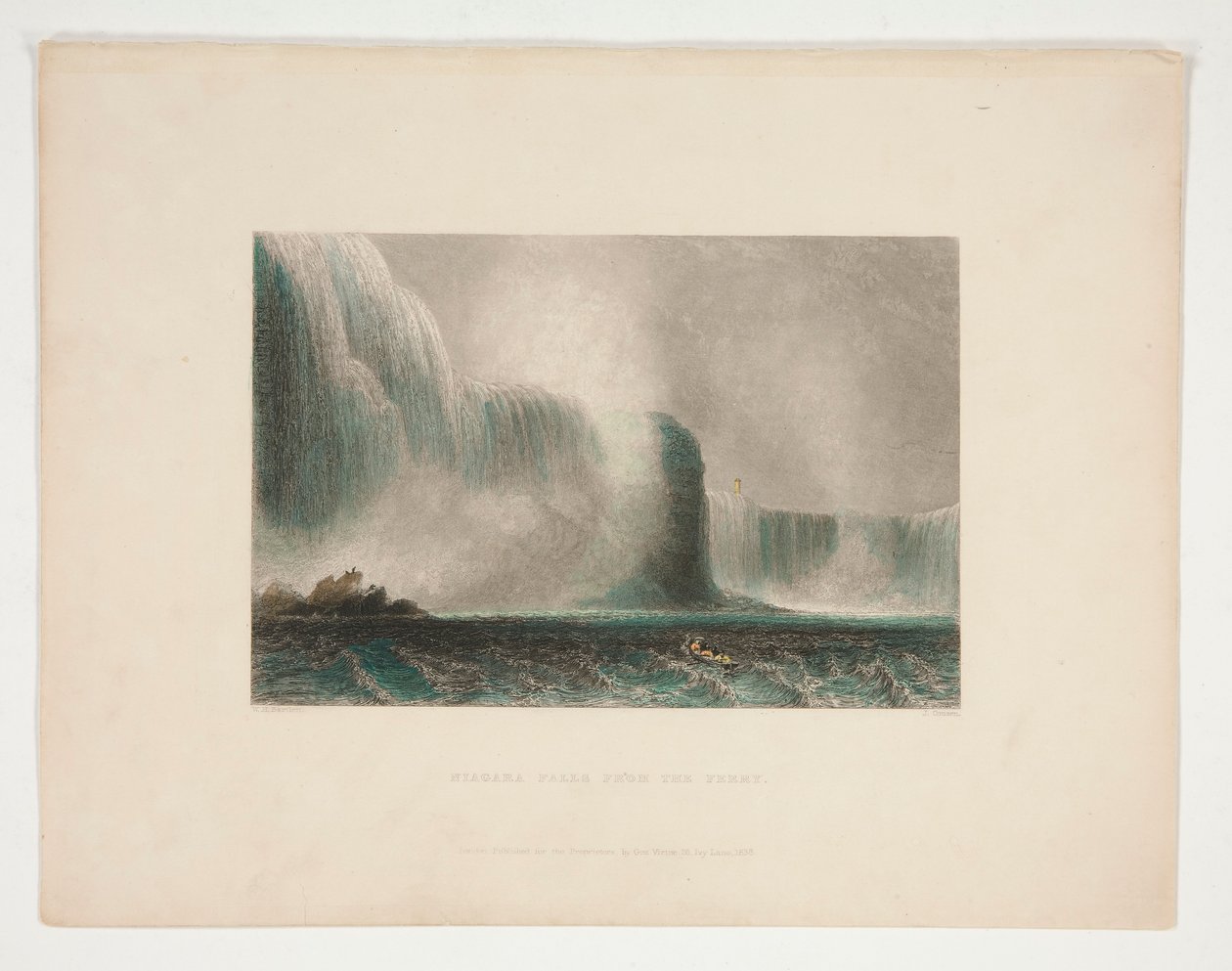 Niagara Falls vanaf de Veerboot, illustratie voor Nathaniel Parker Willis door John Cousen
