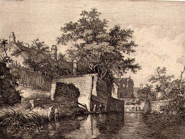 Voorzijde van The New Mills, uitgegeven door J. & W. Freeman in 1821 door John Crome