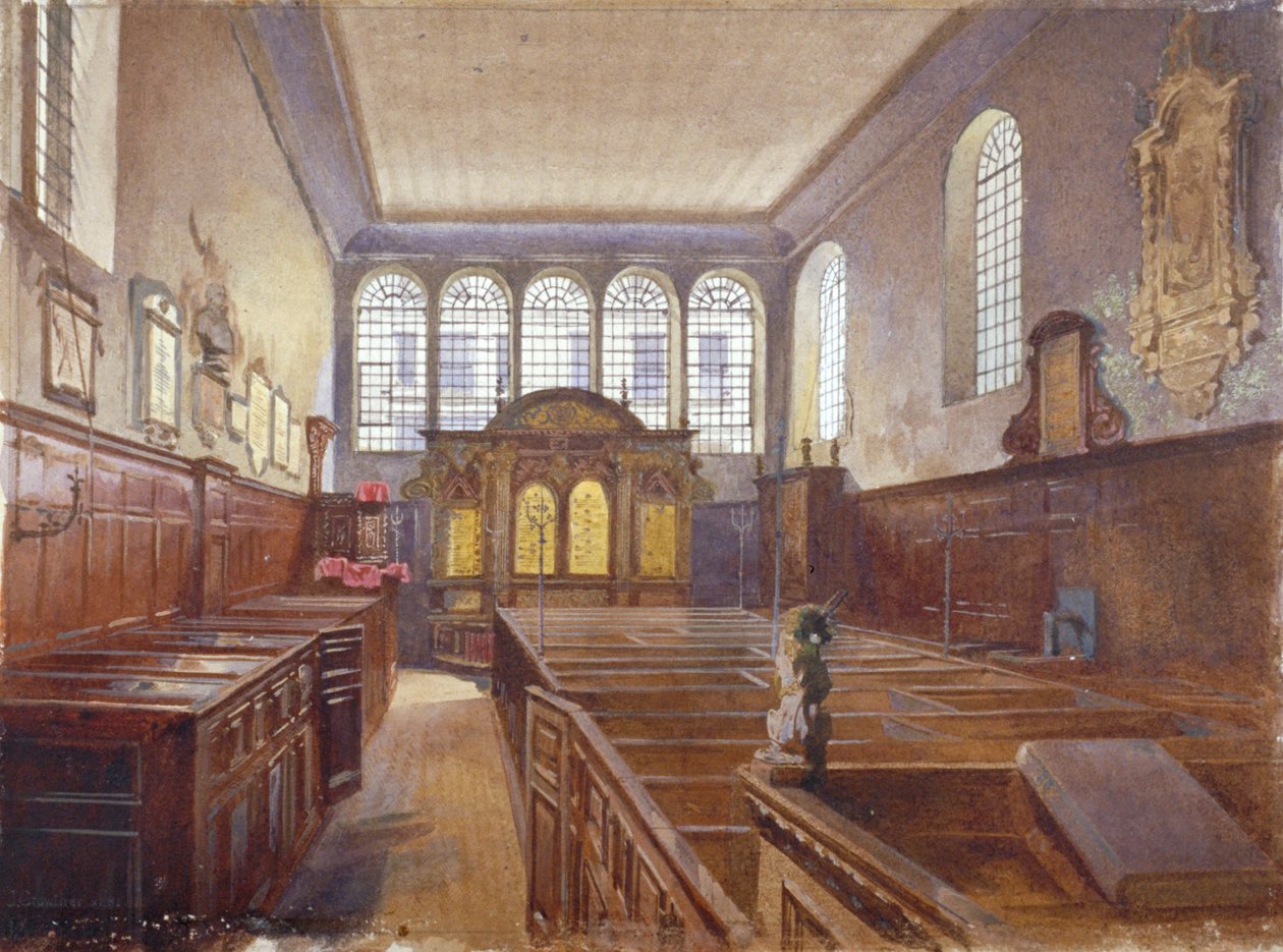 Interieur van de kerk van St. Matthew, Friday Street, City of London, 1881 door John Crowther