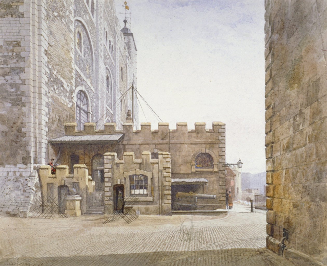 Ordnance Office aan de voet van de Witte Toren, Tower of London, Stepney, Londen door John Crowther