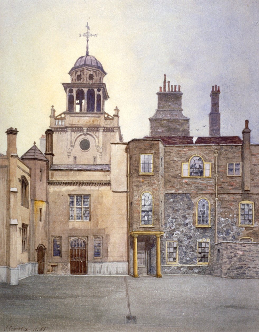 Uitzicht op de noordzijde van de Kapeltoren, Charterhouse, Londen, 1885 door John Crowther