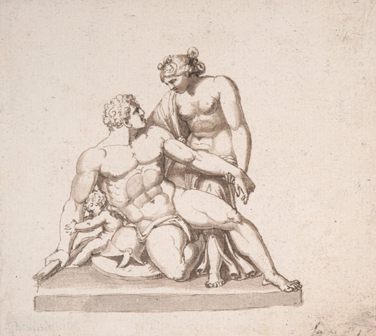 Studie van een beeldengroep: Mars, Venus en Cupido door John Deare