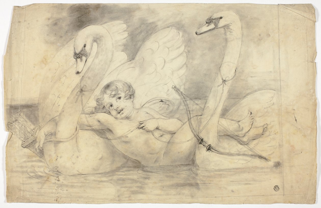 Cupido en zwanen door John Downman