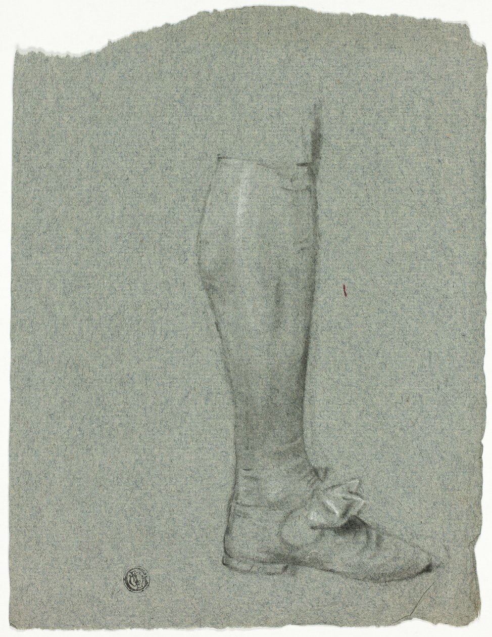 Been van staande figuur (recto); Schets van schoenen (verso) door John Downman