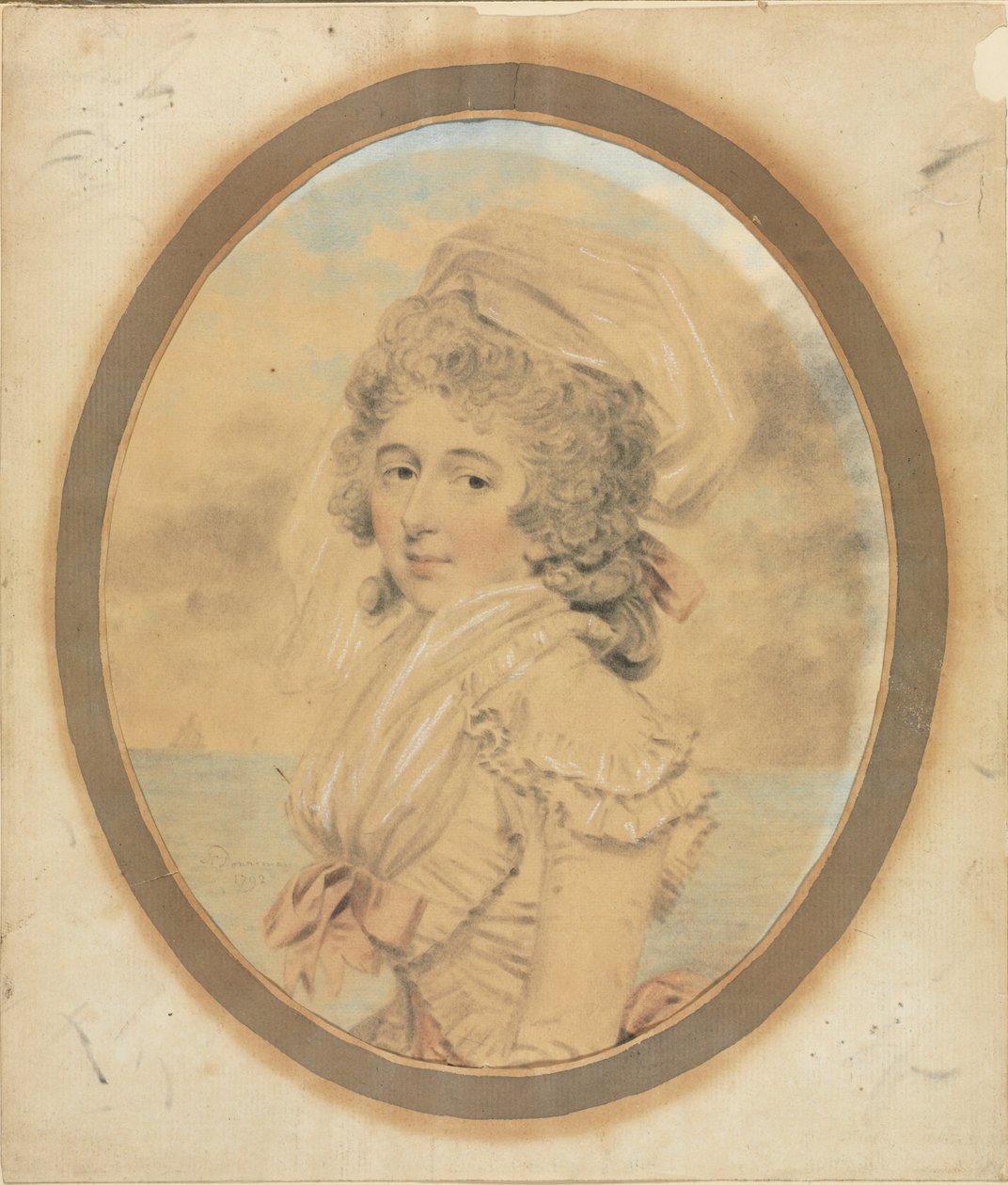 Jonge Dame met een Roze Strik op Haar Lijfje door John Downman