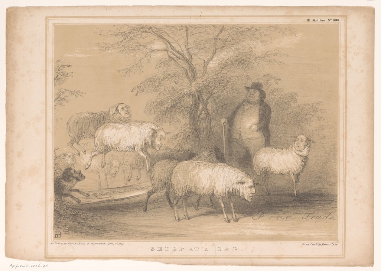 Spotprent met Britse schapen door John Doyle