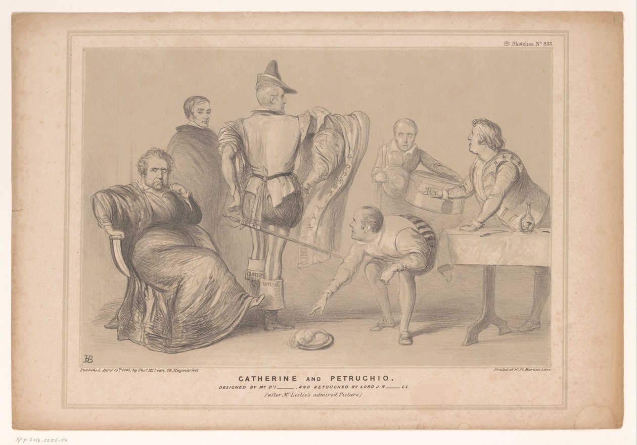 Spotprent met premier Robert Peel en Joseph Hume door John Doyle