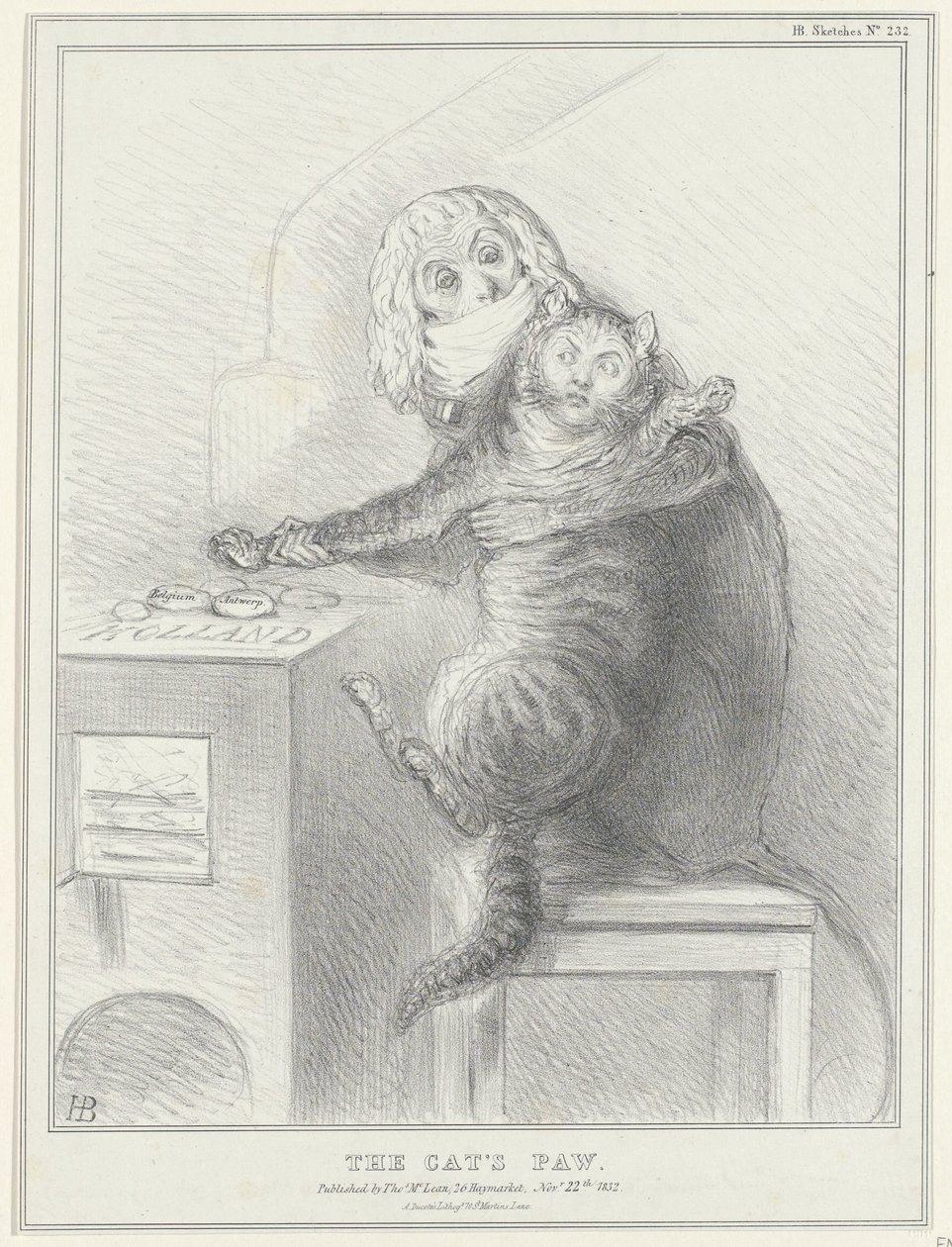 Spotprent op Talleyrand en Palmerston, 1832 door John Doyle