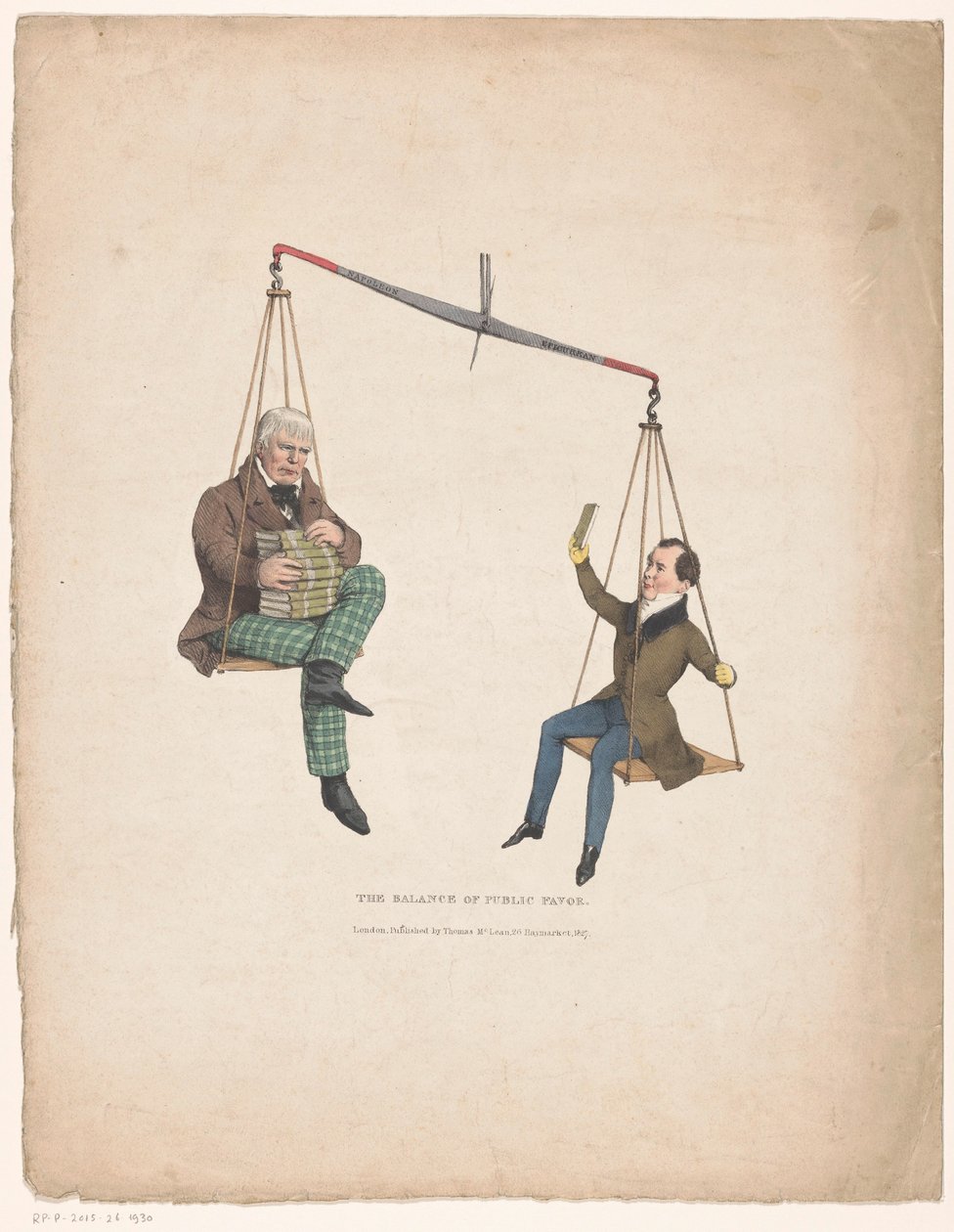 Weegschaal met de schrijvers Walter Scott en Thomas Moore door John Doyle