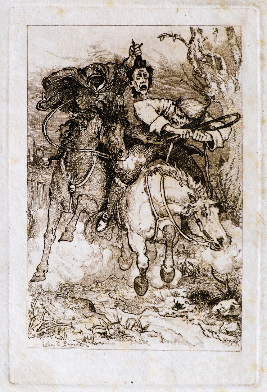 Twee Galopperende Ruiters [een draagt zijn eigen hoofd] door John Duncan