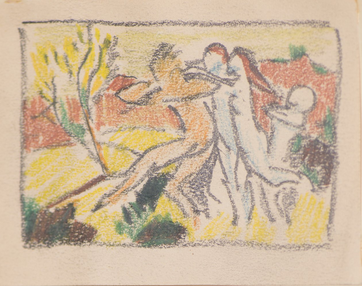 Zonder titel [Drie vrouwelijke figuren die een man tegenhouden] door John Duncan