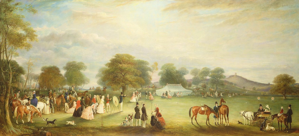 Boogschietbijeenkomst in Bradgate Park, Leicestershire, 1850 door John E. Ferneley