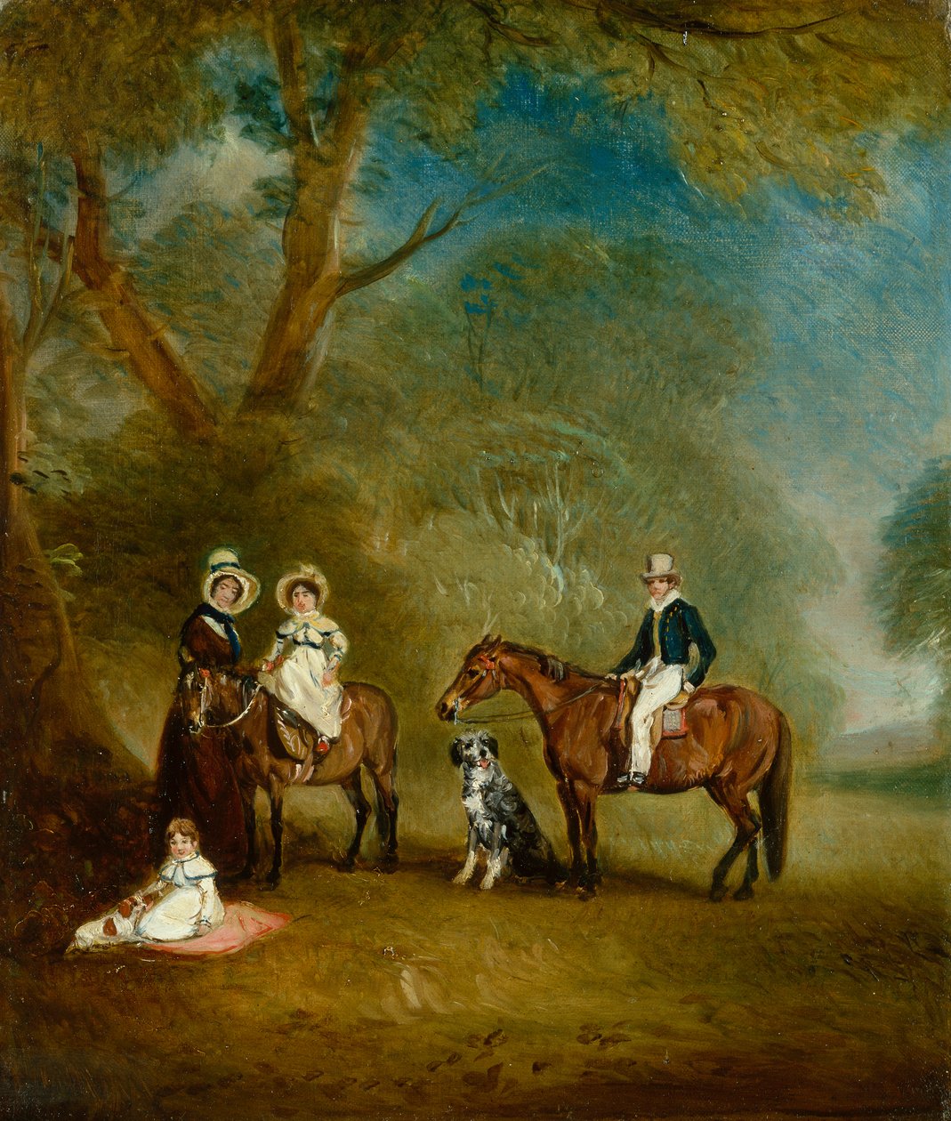 De Familie Pares van Hopwell in een Bosrijk Landschap door John E. Ferneley