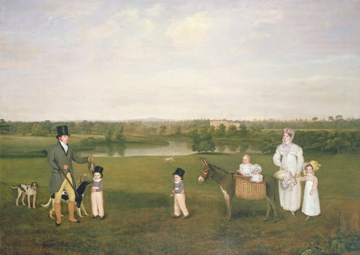 William Hetton Cooke met zijn Vrouw en Kinderen bij Worleston Rookery, Chester door John E. Ferneley