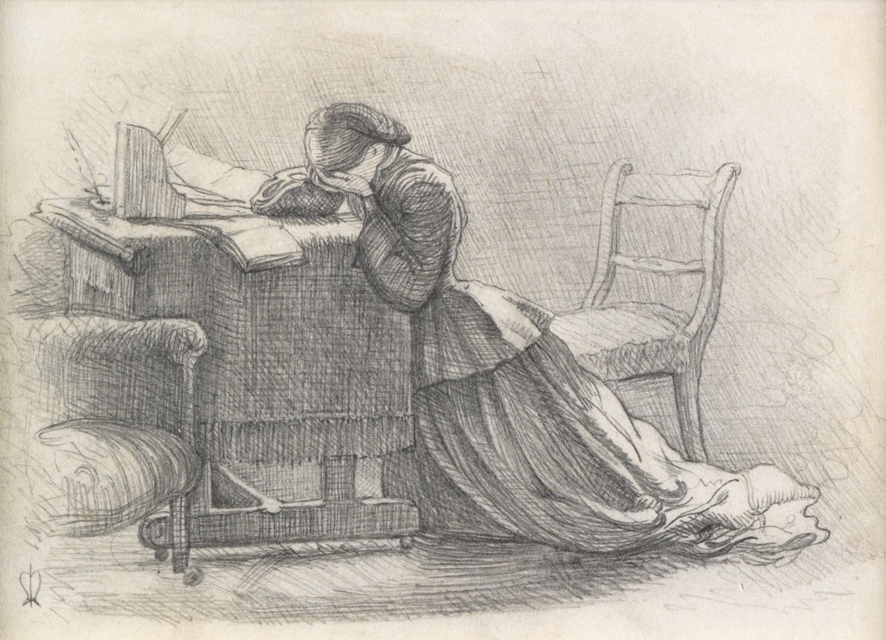 Een Vrouw - Illustratie bij een Gedicht door John Everett Millais