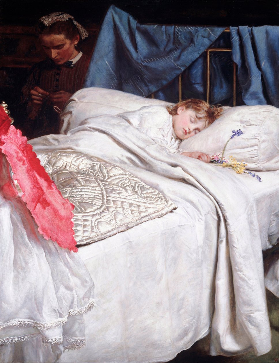 Slapen. Rond 1865 (Olieverf op doek) door John Everett Millais