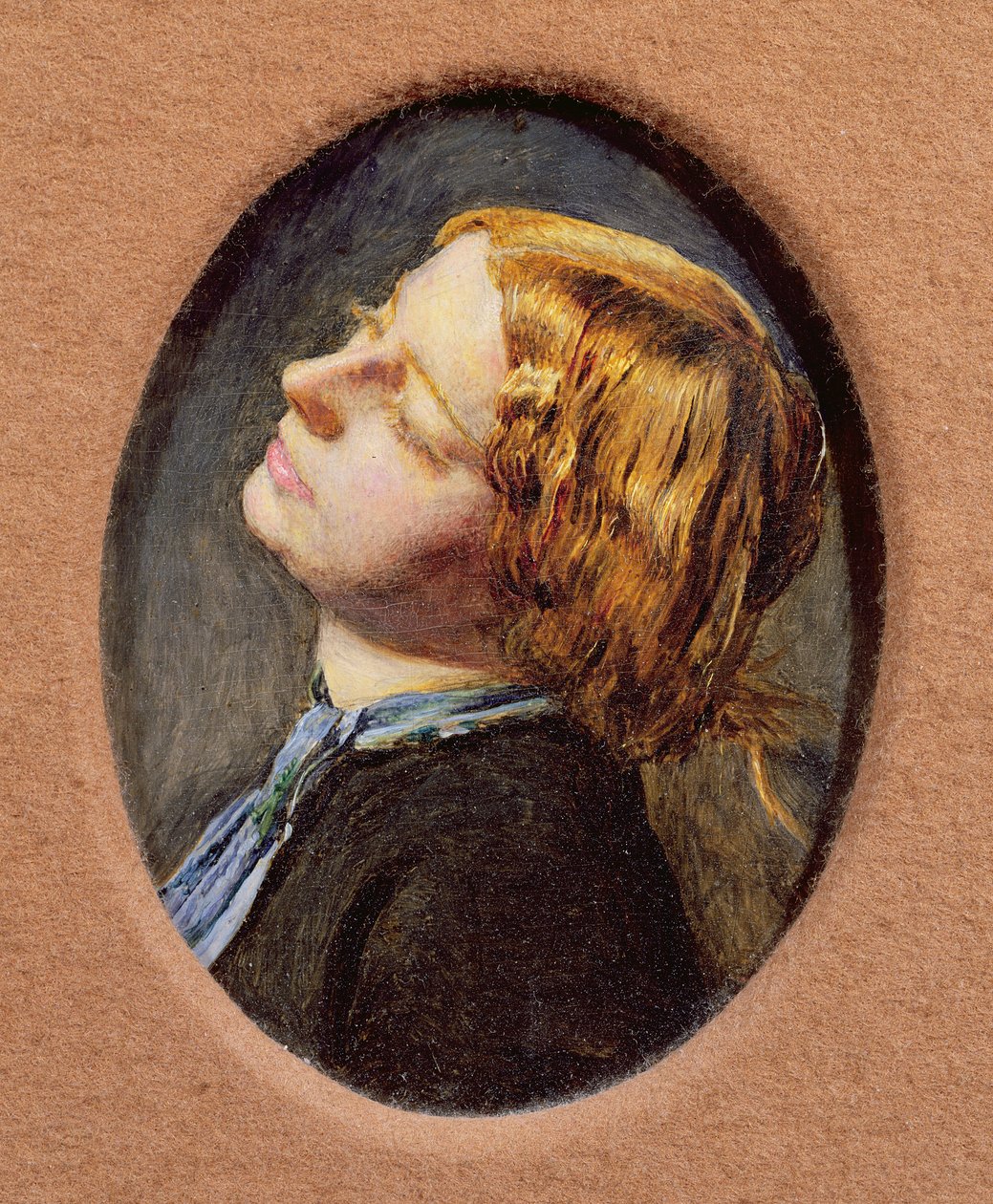 Hoofd van Mariana, studie voor Mariana in de ommuurde hoeve door John Everett Millais