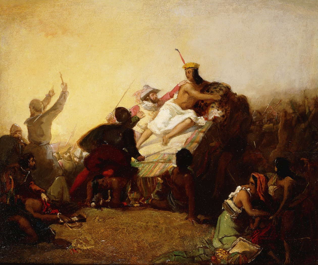 Pizarro Neemt de Inca van Peru Gevangen, 1846 door John Everett Millais