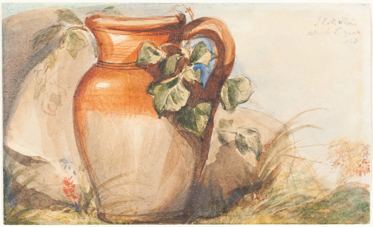 Studie naar een aardewerken kruik [voorkant] door John Everett Millais