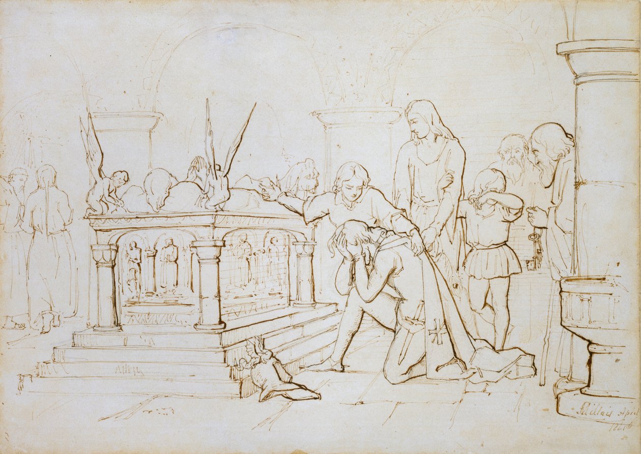 De Terugkeer van de Kruisvaarder, 1840 door John Everett Millais