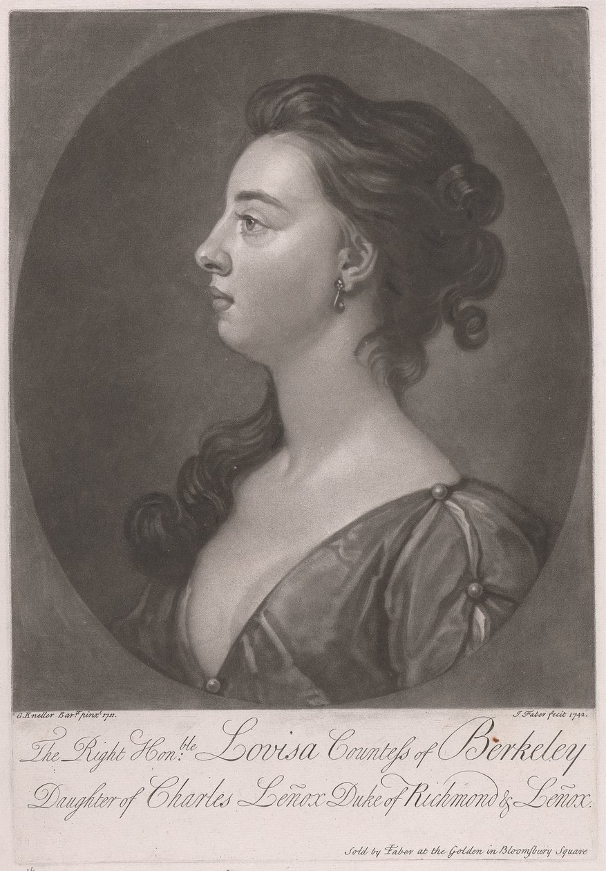 De Zeer Eerwaarde Louisa Gravin van Berkeley, Dochter van Charles Lenox Hertog van Richmond en Lenox door John Faber the younger