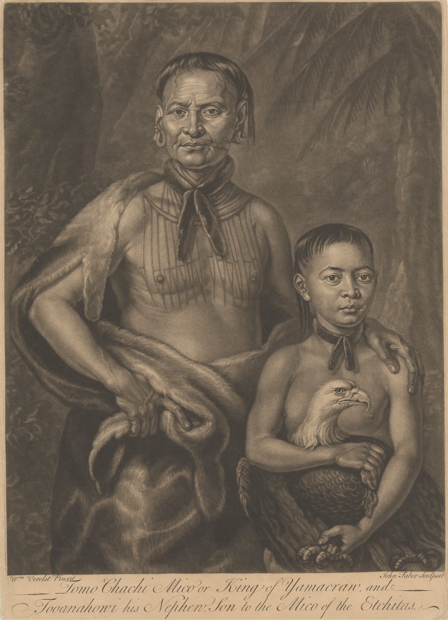 Tomo Chachi Mico, of Koning van Yamacraw, en Tooanahowi [sic], zijn neef door John Faber the younger