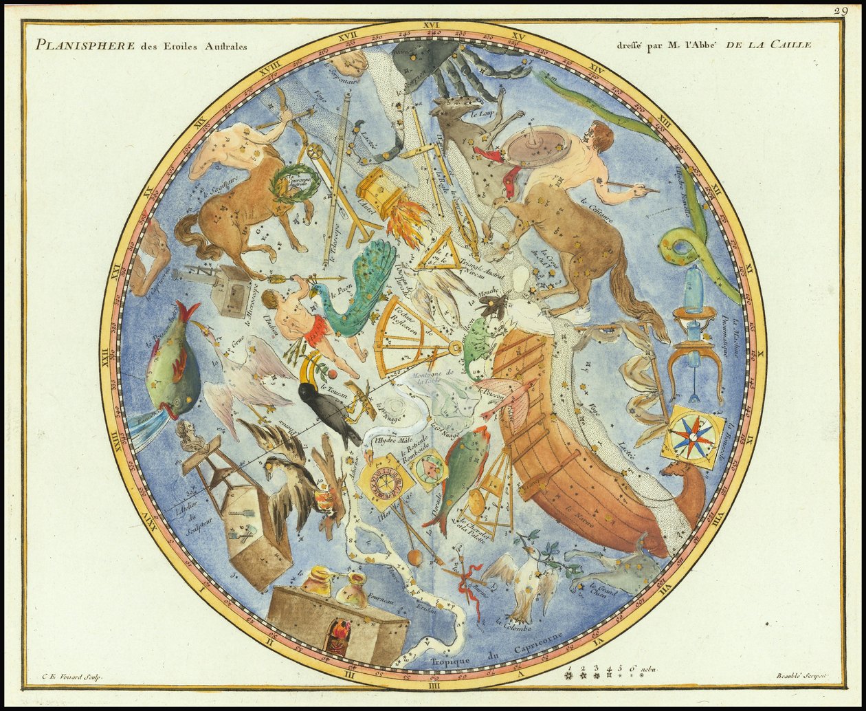 1776 - John Flamsteed - Planisphere des Etoiles Australes door John Flamsteed