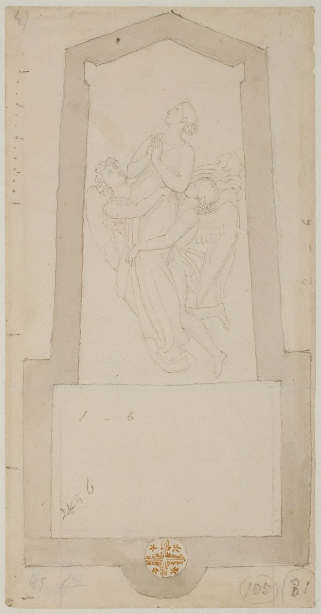 Een Vertrokken Geest opgeheven door Twee Engelen door John Flaxman