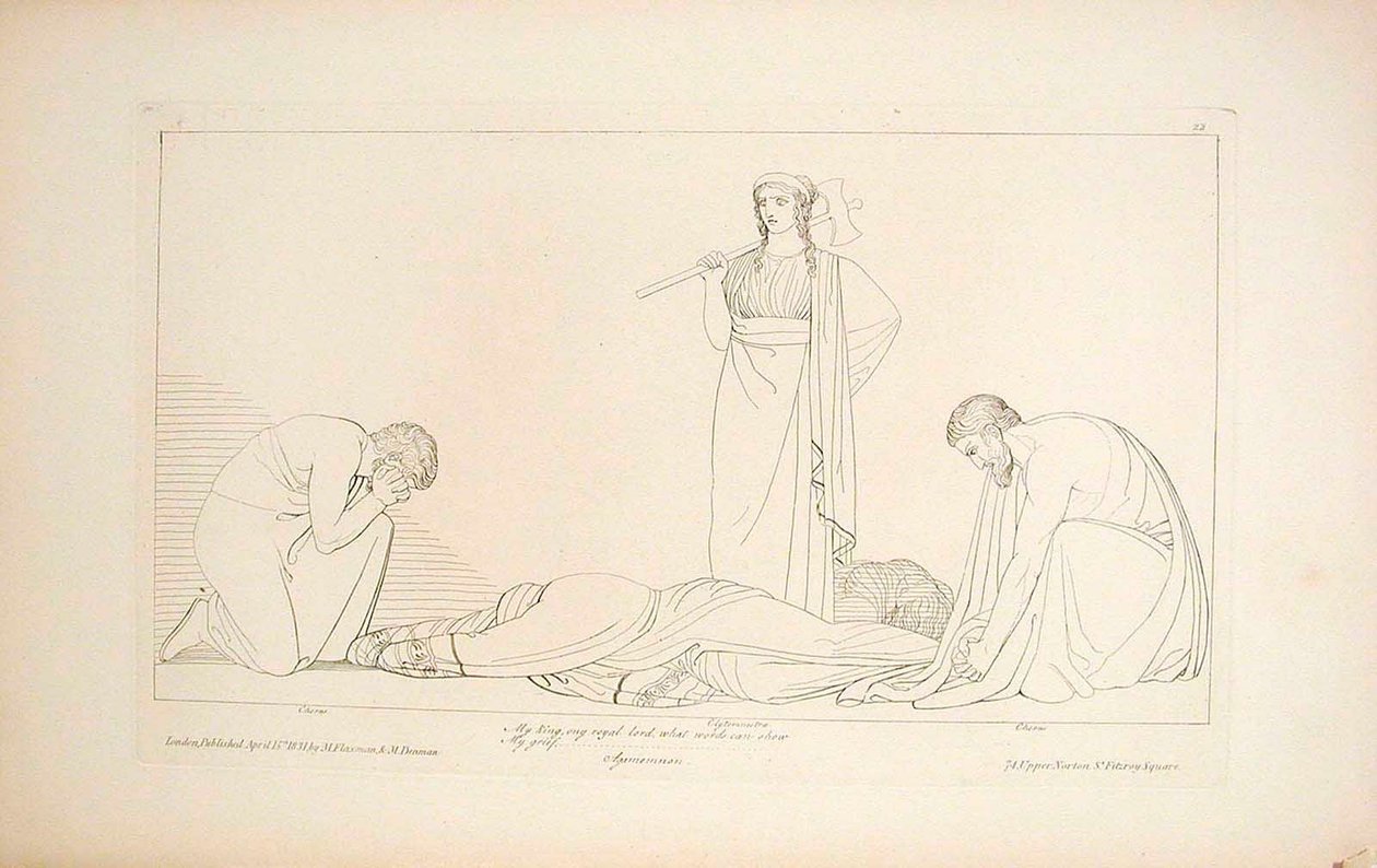 Klytaimnestra en het koor door John Flaxman