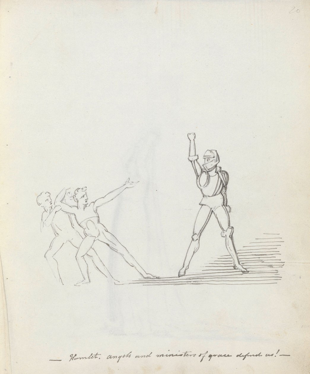 Hamlet. engelen en ministers van genade bescherm ons! door John Flaxman