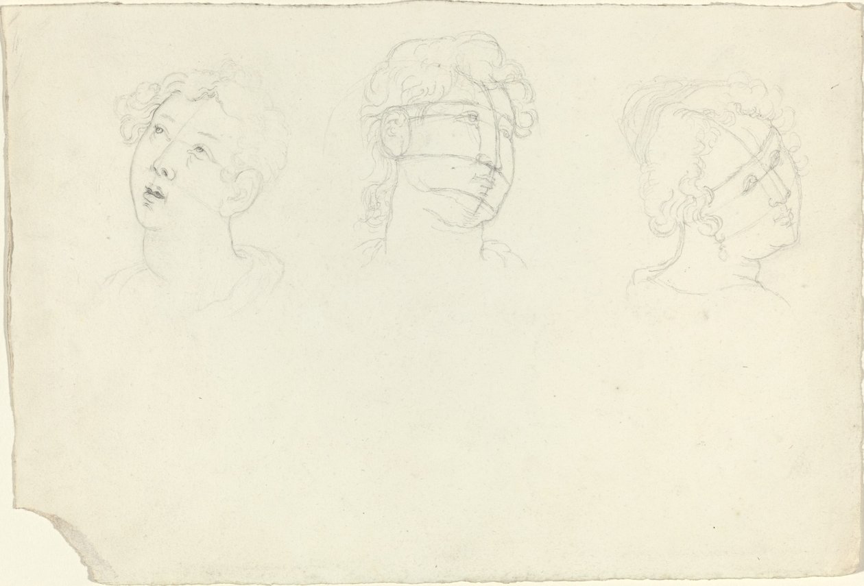 Hoofd van Maria Magdalena en Twee Heiligen (?) door John Flaxman